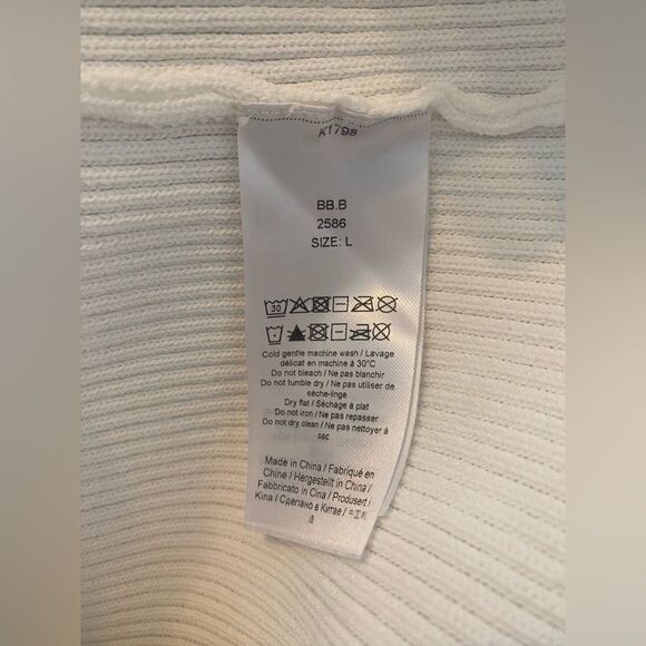 NWT GANNI Ribbed Mélange Knit Long Sleeve Midi Dress White size L - Picture 7 of 8